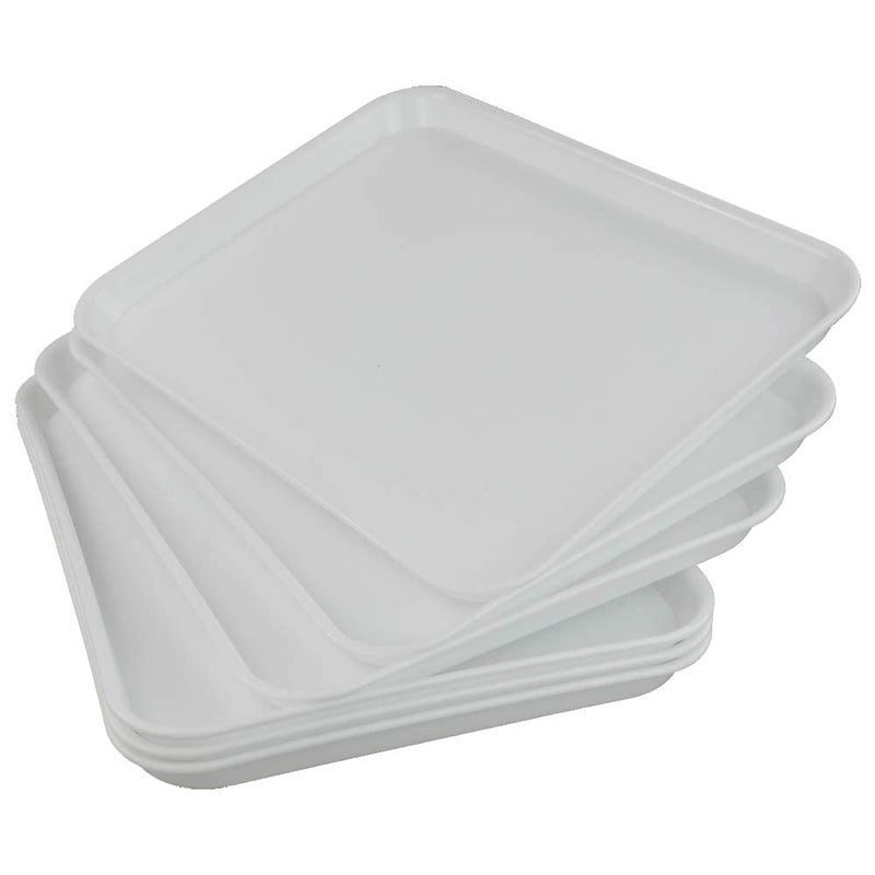 Ponpong White Large Plastic Fast Food Serving Tray, Rectangle, 6 Packs - Image 2